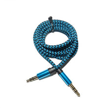 Load image into Gallery viewer, 1m Nylon Aux Cable 3.5mm Male to Male Jack Auto Car Audio Cable Gold Plated Plug Line Cord For Iphone Xiaomi Speaker