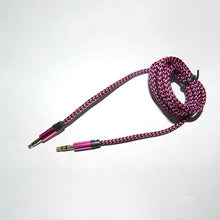 Load image into Gallery viewer, 1m Nylon Aux Cable 3.5mm Male to Male Jack Auto Car Audio Cable Gold Plated Plug Line Cord For Iphone Xiaomi Speaker